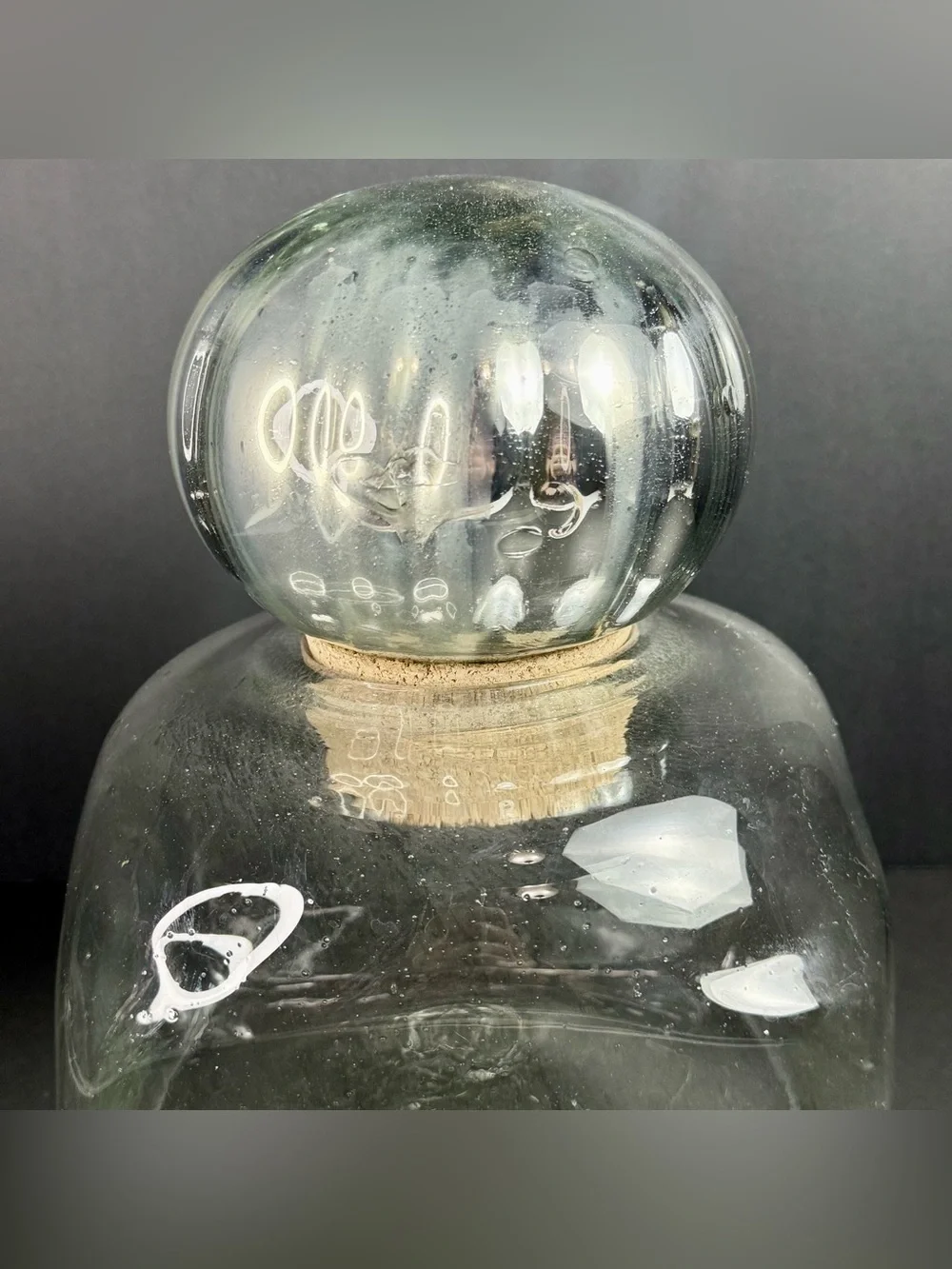 Vintage Lrg Hand Blown Glass Decanter/Canister Mercury Glass Stopper 80's Mexico